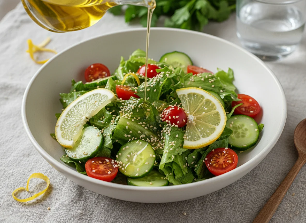 Овощной салат с лимоном и кунжутом photo