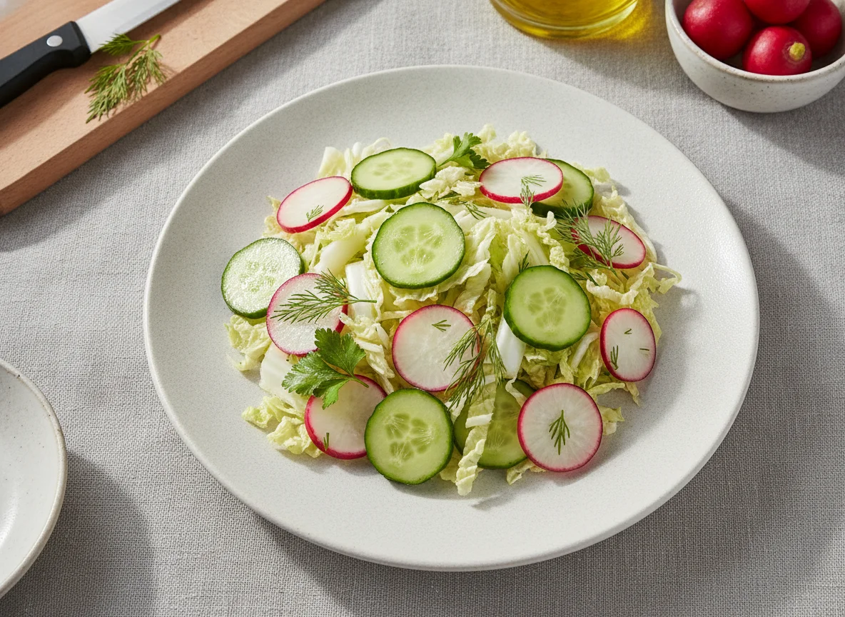 Овощной салат с пекинской капустой и огурцами photo