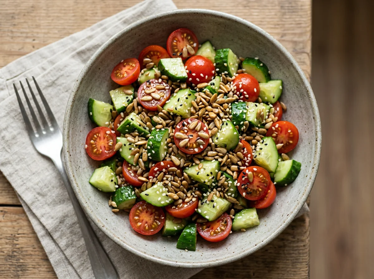 Овощной салат с семечками photo