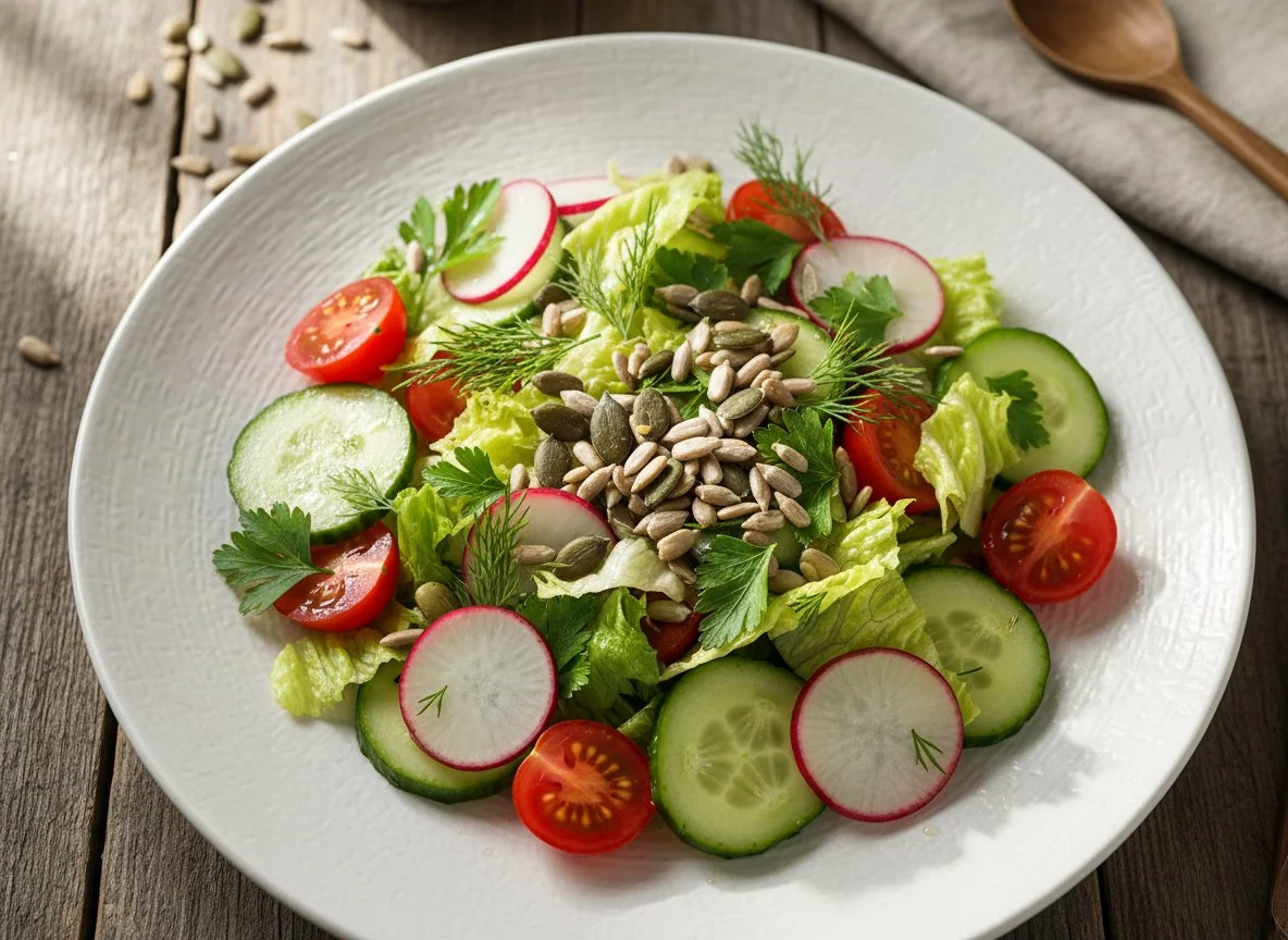 Овощной салат с семечками и зеленью photo