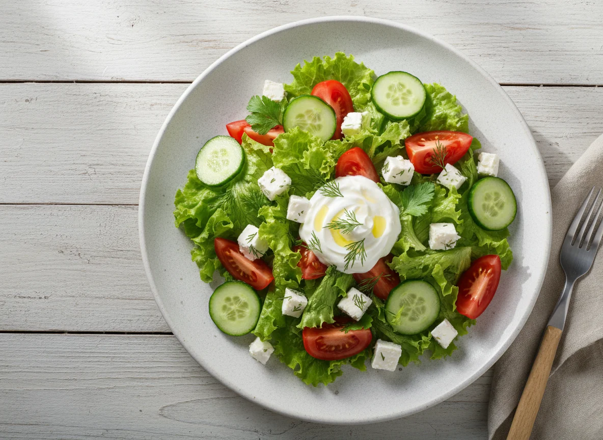 Овощной салат с сыром фета photo