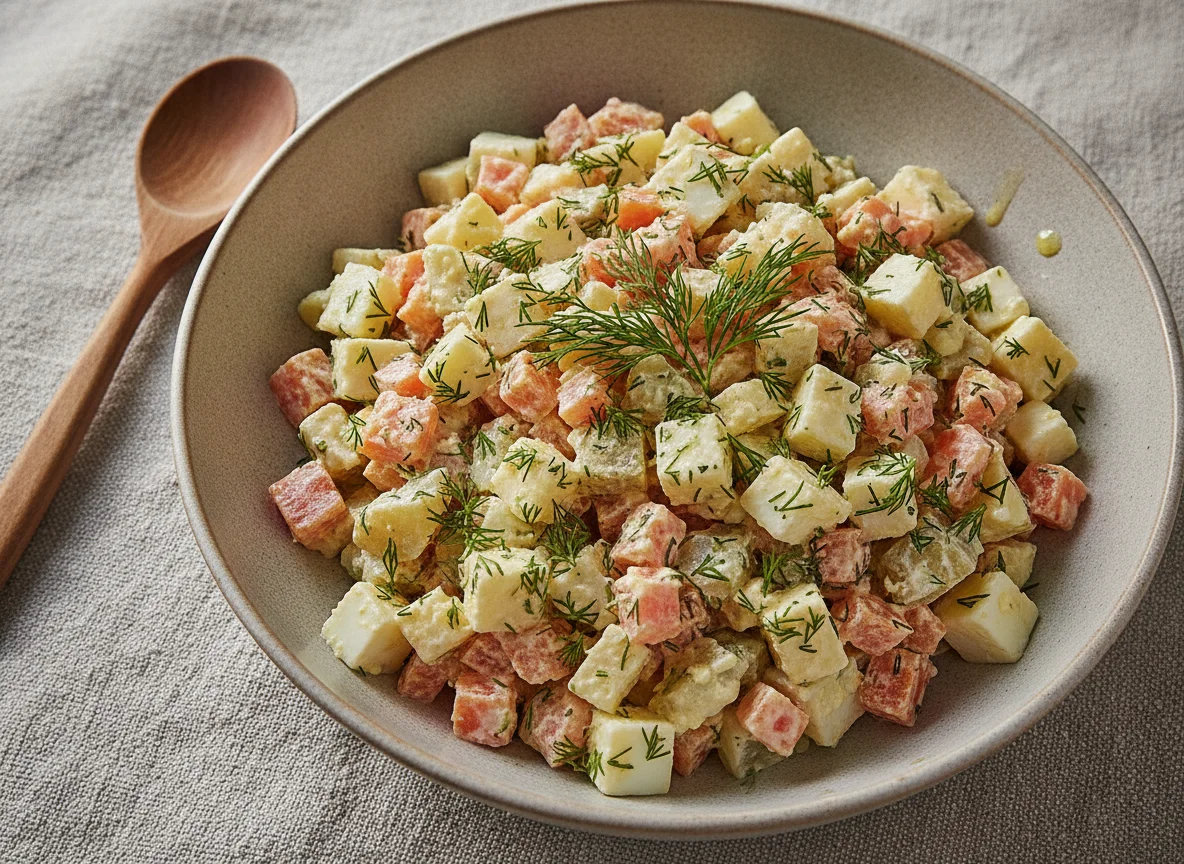 Овощной салат с сыром и укропом photo