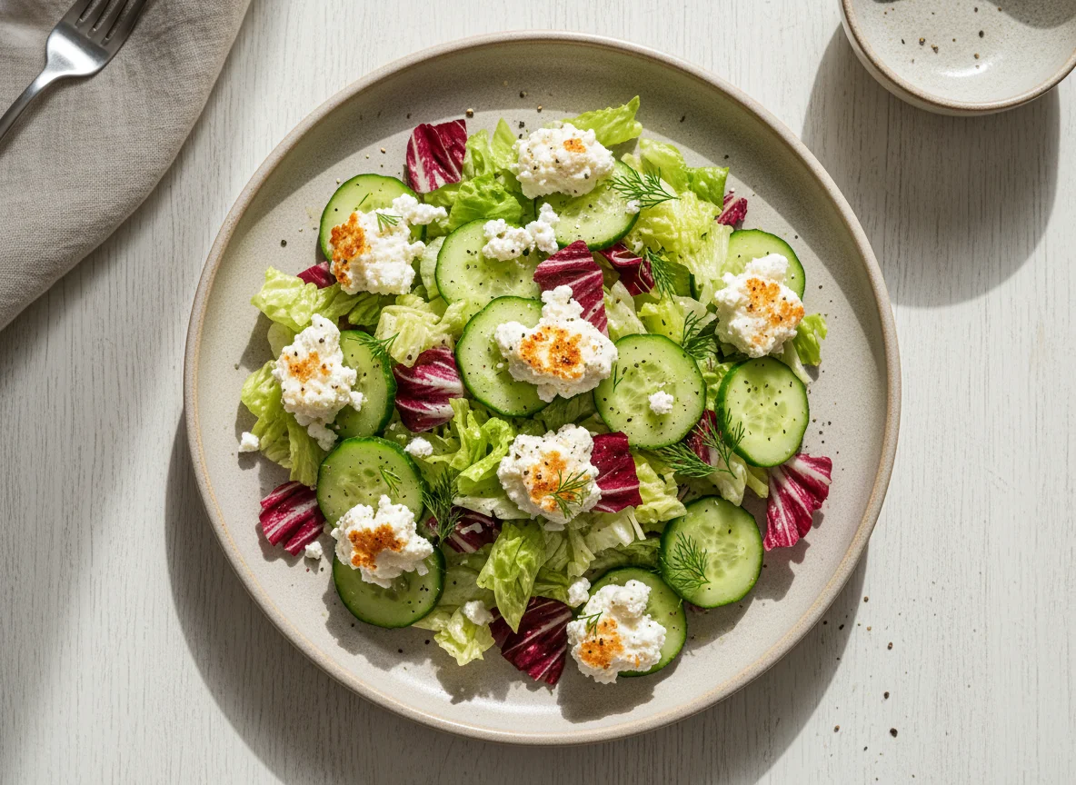 Овощной салат с творогом photo