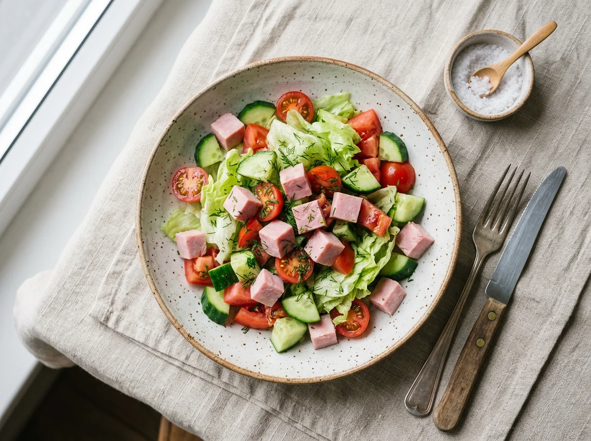 Овощной салат с ветчиной photo