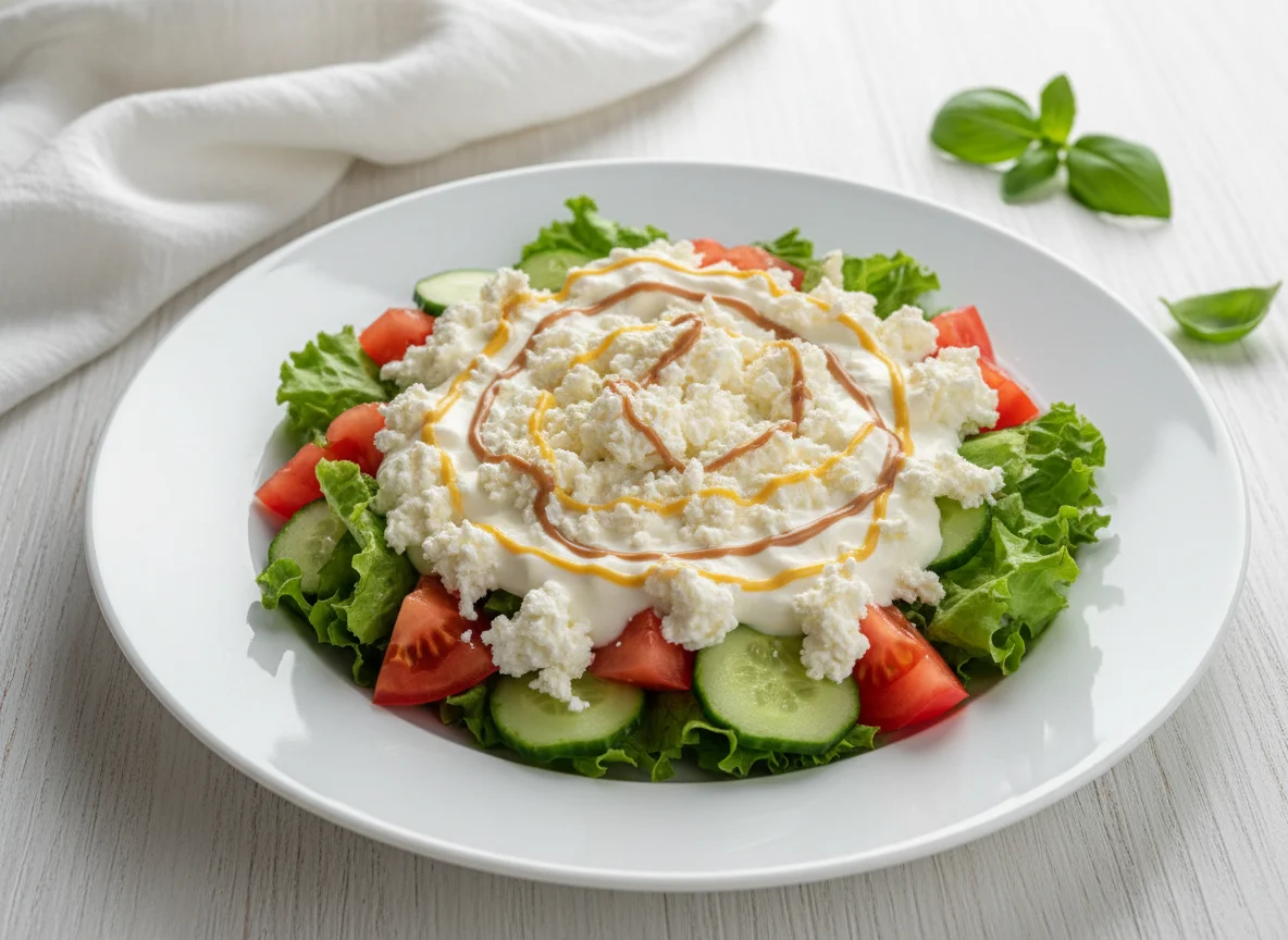 Овощной салат со сметанно-сырным соусом photo