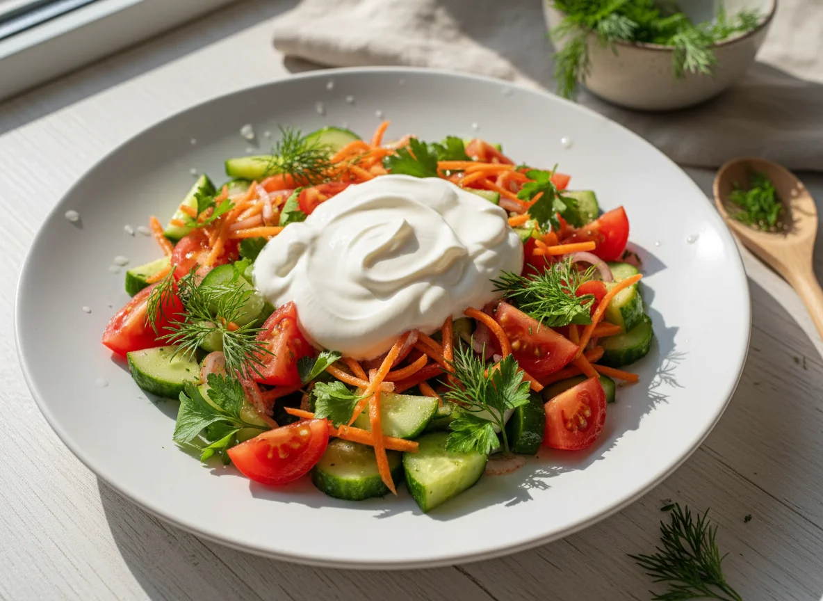 Овощной салат со сметаной photo