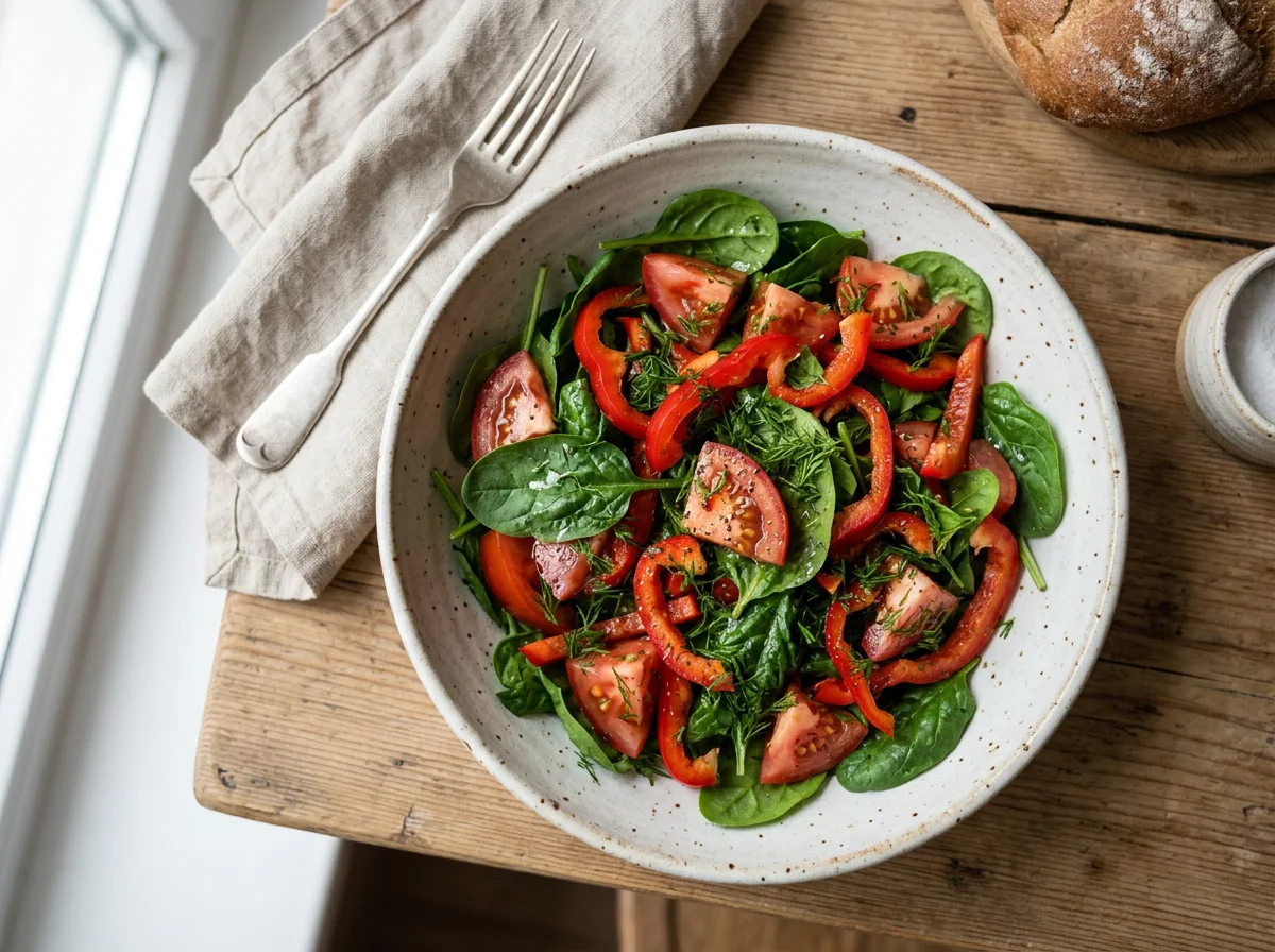 Овощной салат со шпинатом photo