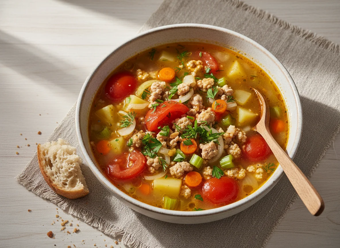 Овощной суп с фаршем photo