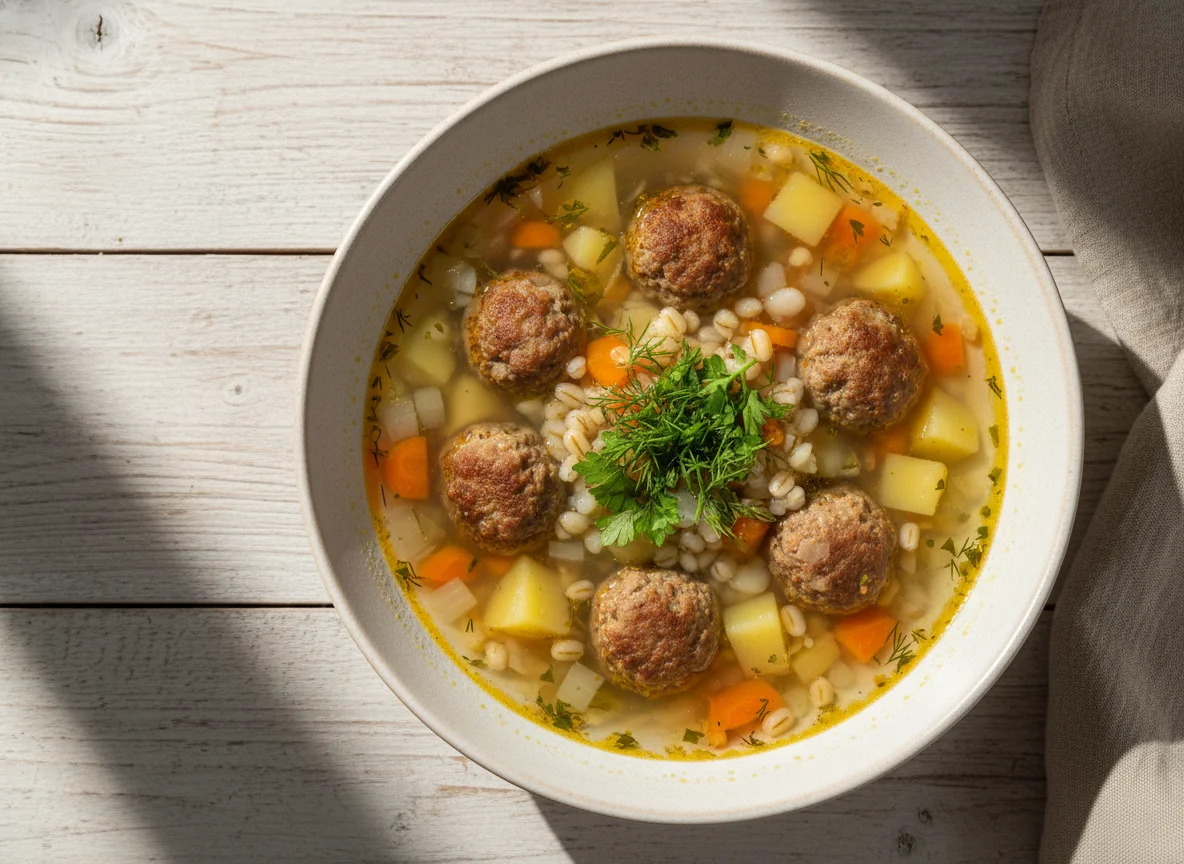 Овощной суп с мясными фрикадельками photo