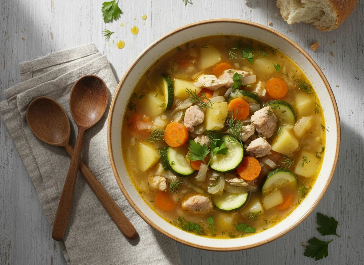 Овощной суп с мясом photo