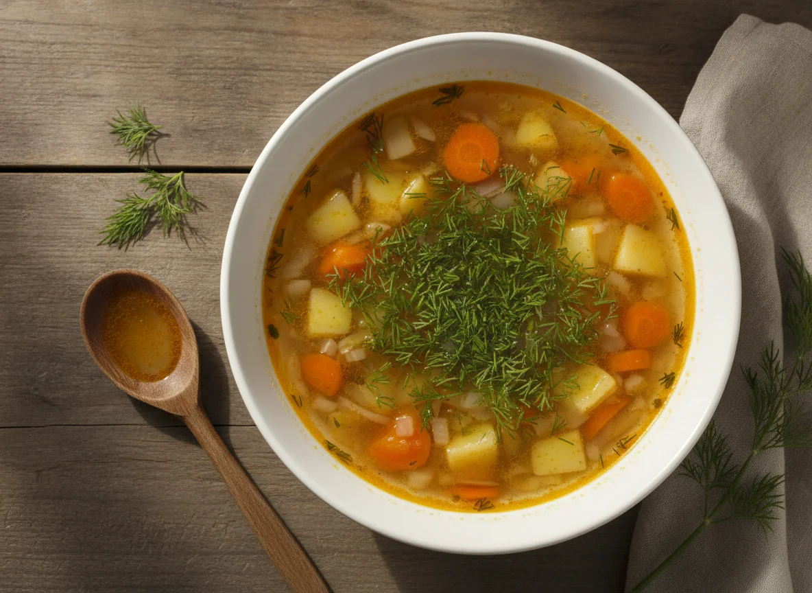 Овощной суп с морковью и укропом photo