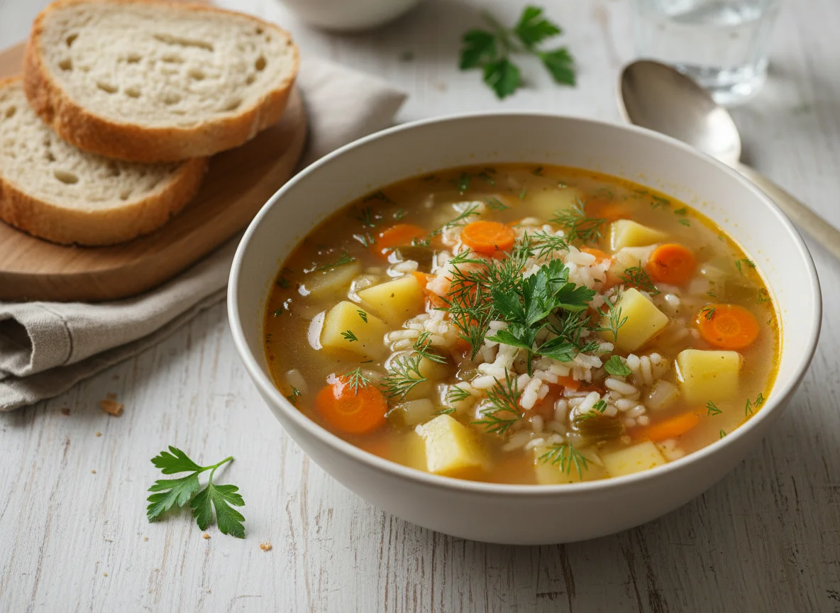 Овощной суп с рисом и картофелем photo