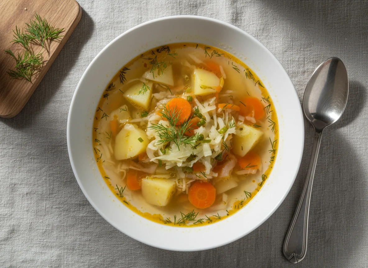 Овощной суп с укропом photo