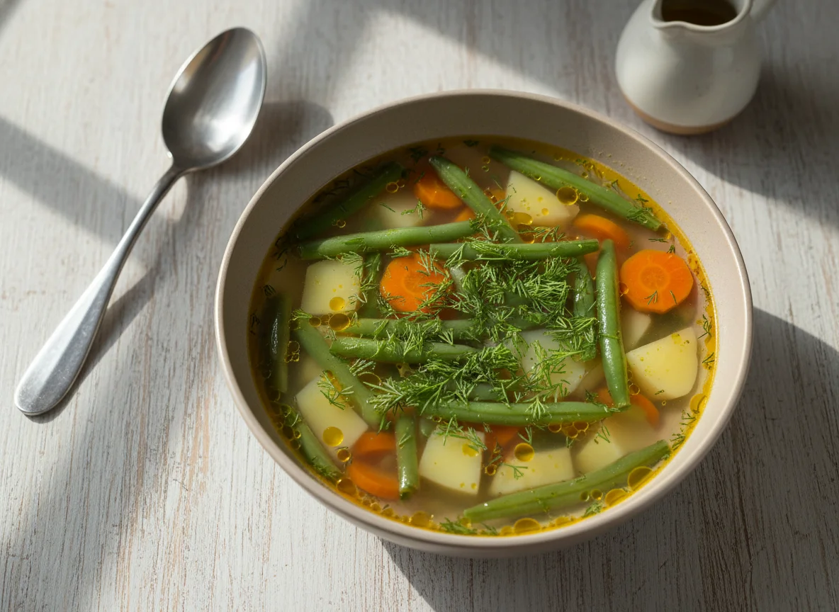 Овощной суп со стручковой фасолью photo