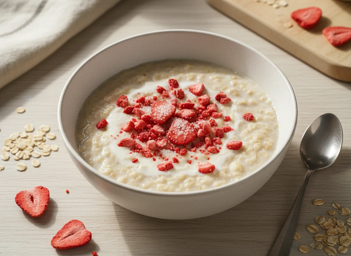 Овсяная каша Быстров с клубникой и молоком photo