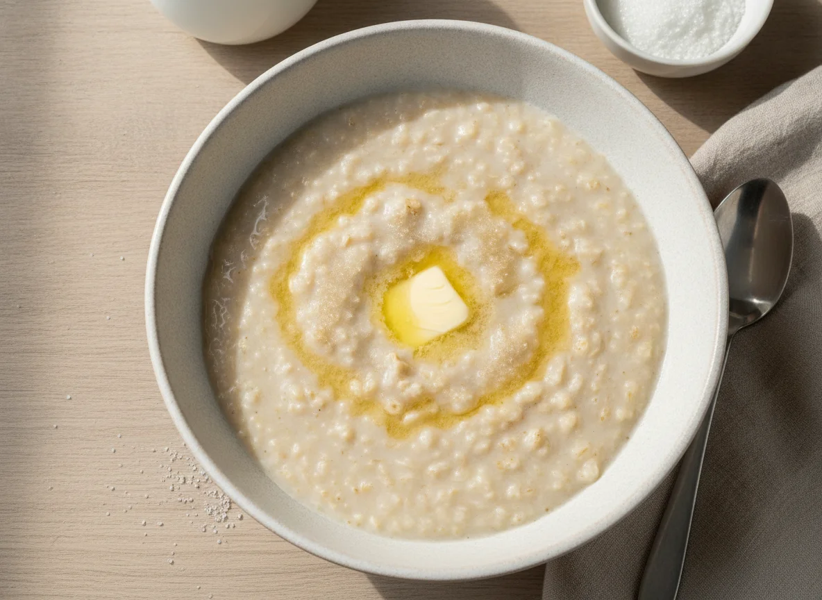 Овсяная каша на молоке с сахаром photo