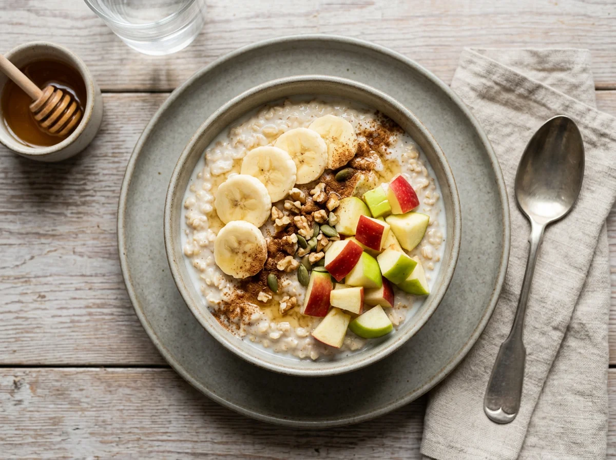 Овсяная каша с яблоком и бананом photo