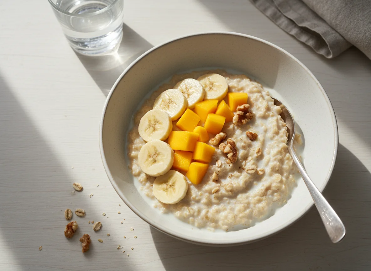 Овсяная каша с бананом и манго photo