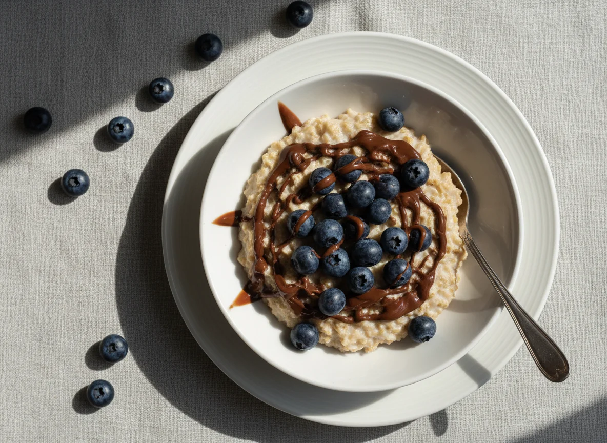 Овсяная каша с черникой и шоколадом photo