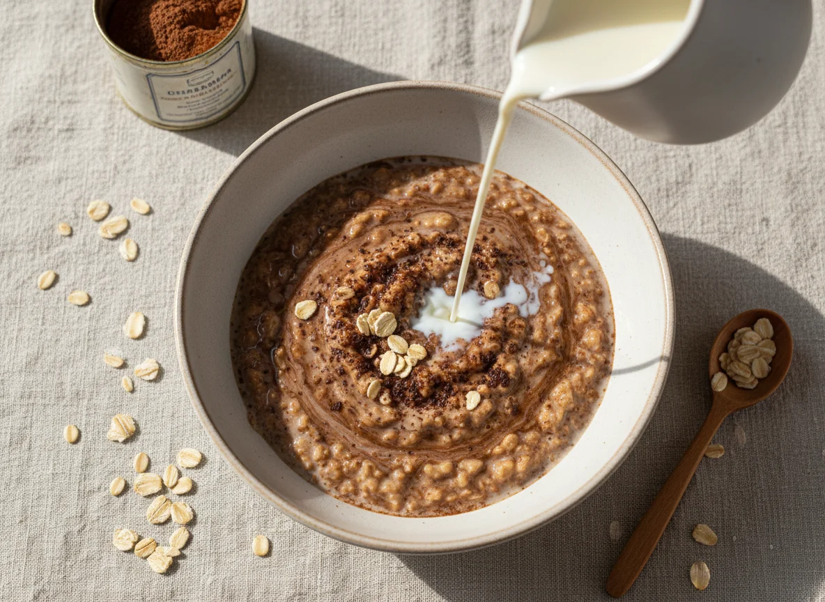 Овсяная каша с какао photo