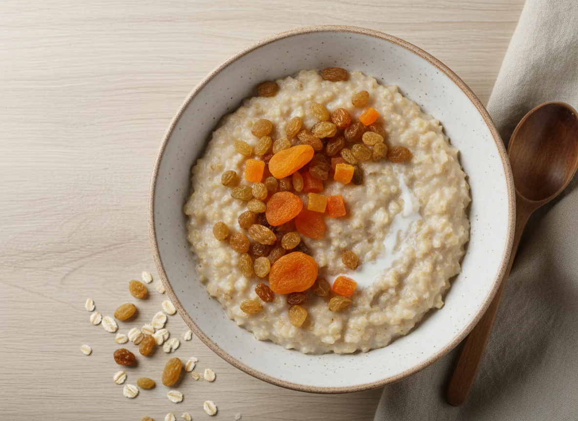 Овсяная каша с молоком и фруктами photo