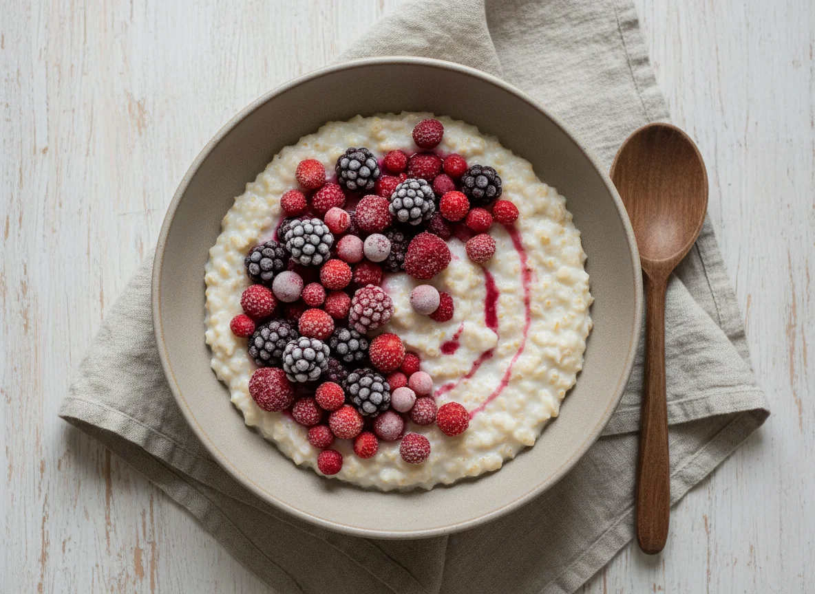 Овсяная каша с замороженными ягодами photo