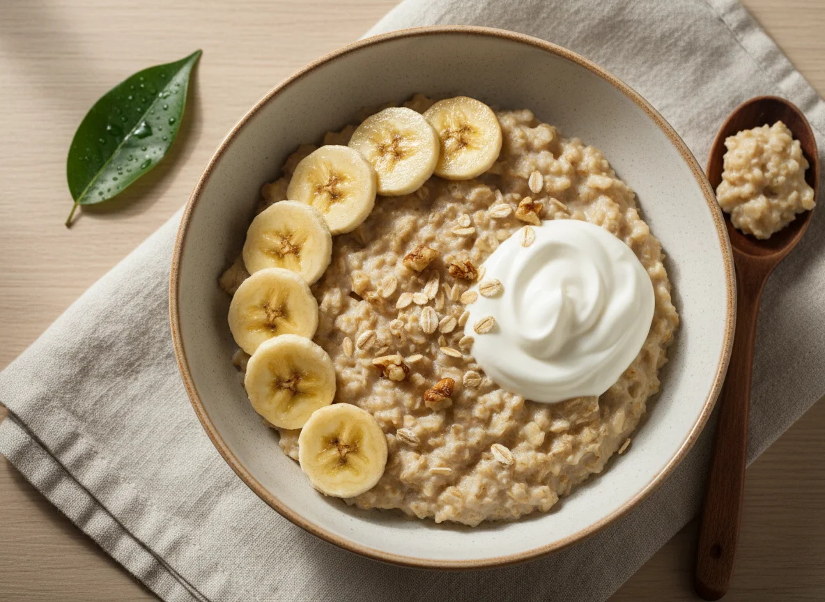 Овсянка с бананом и йогуртом photo