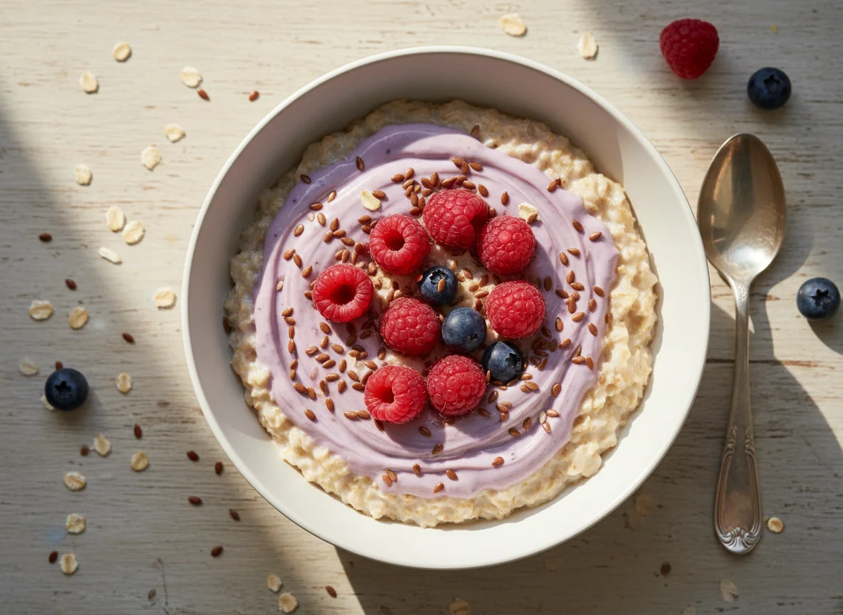 Овсянка с йогуртом и ягодами photo