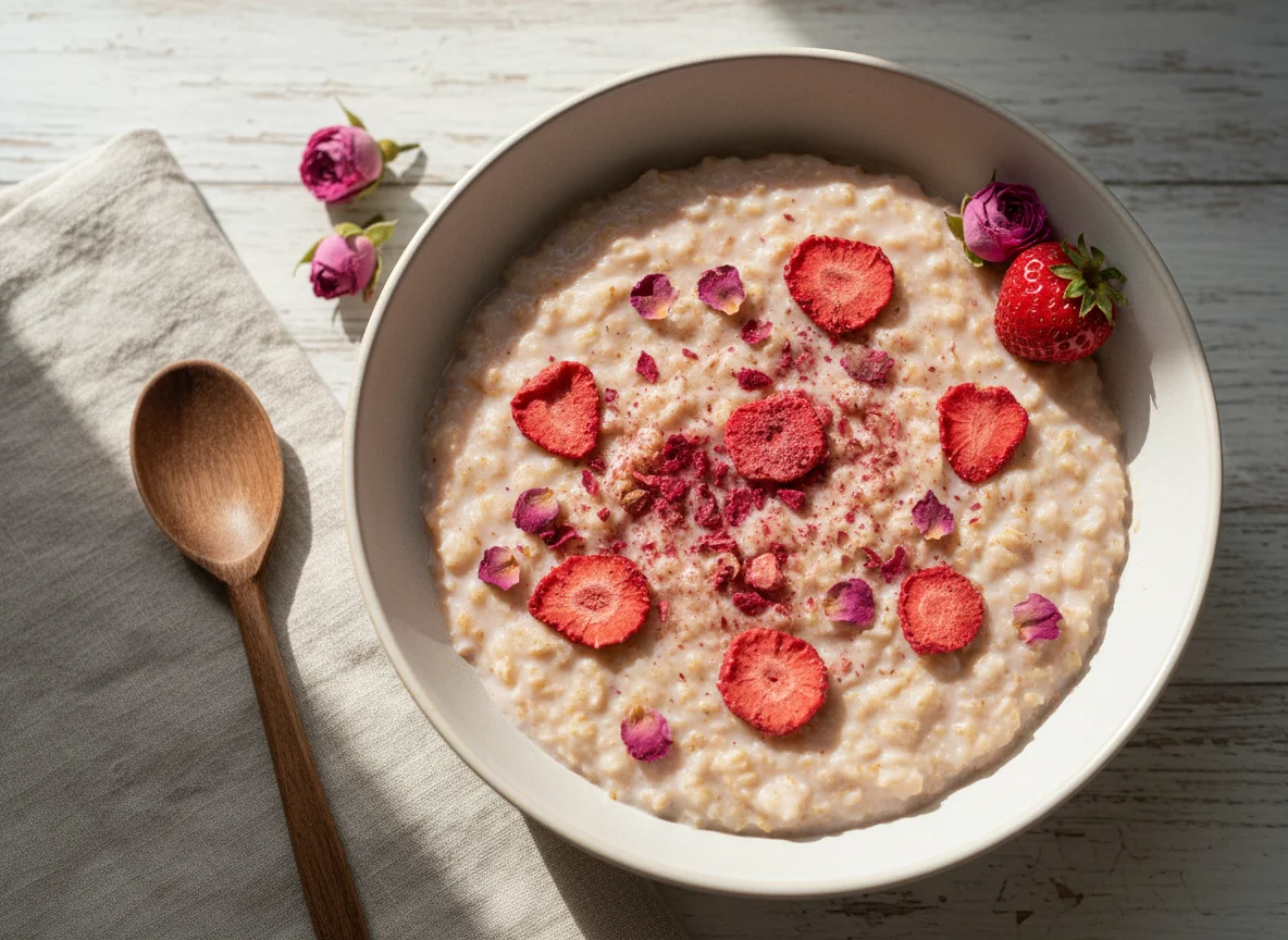 Овсяные хлопья Быстров с клубникой и ароматом розы photo