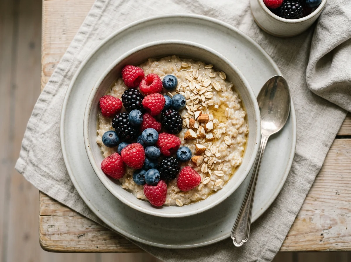 Овсяные хлопья с лесными ягодами photo