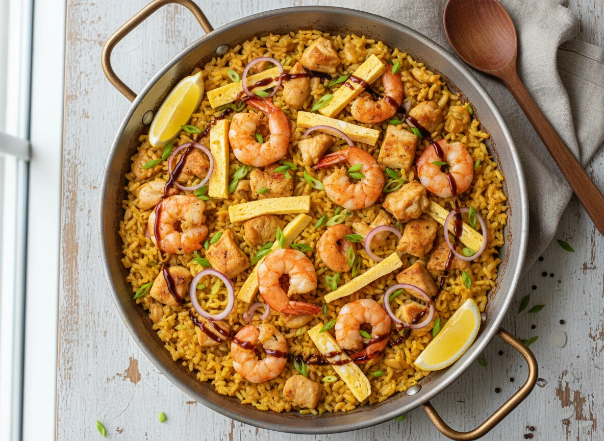 Паэлья с креветками photo