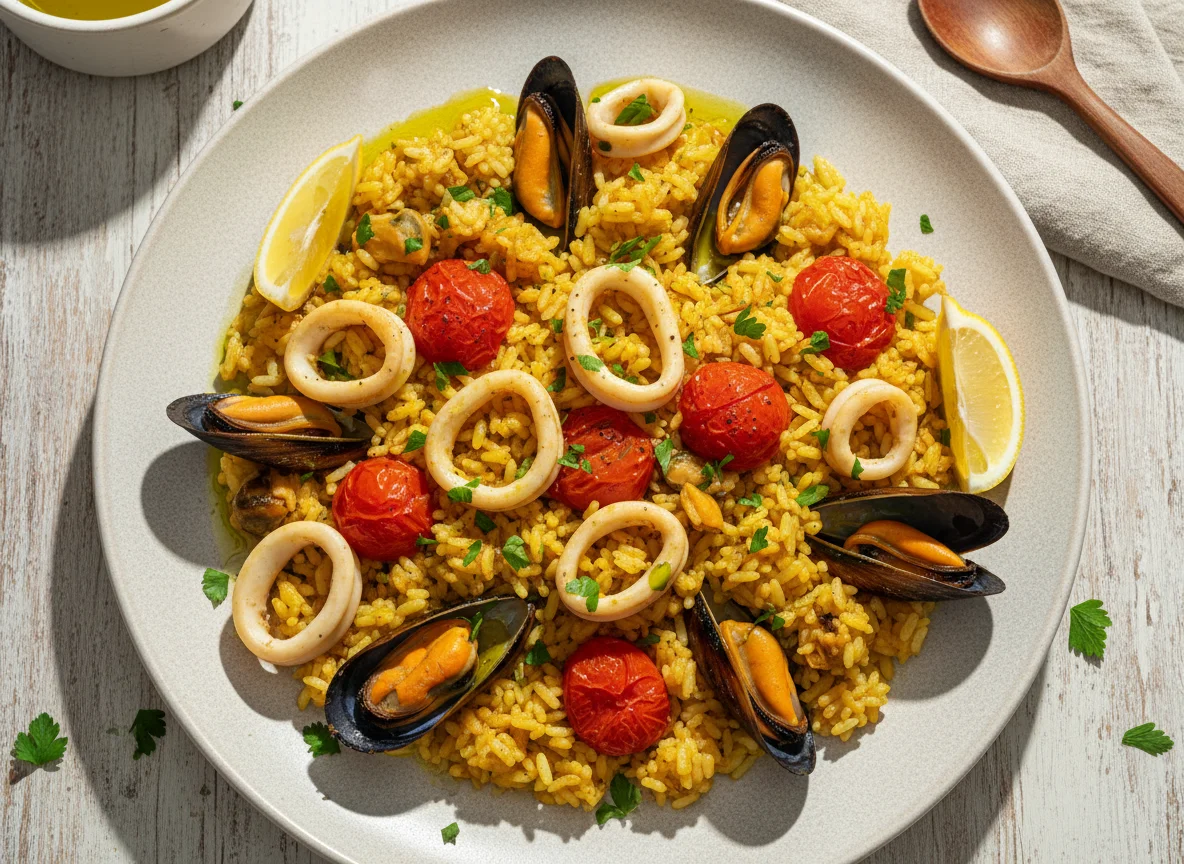 Паэлья с морепродуктами photo