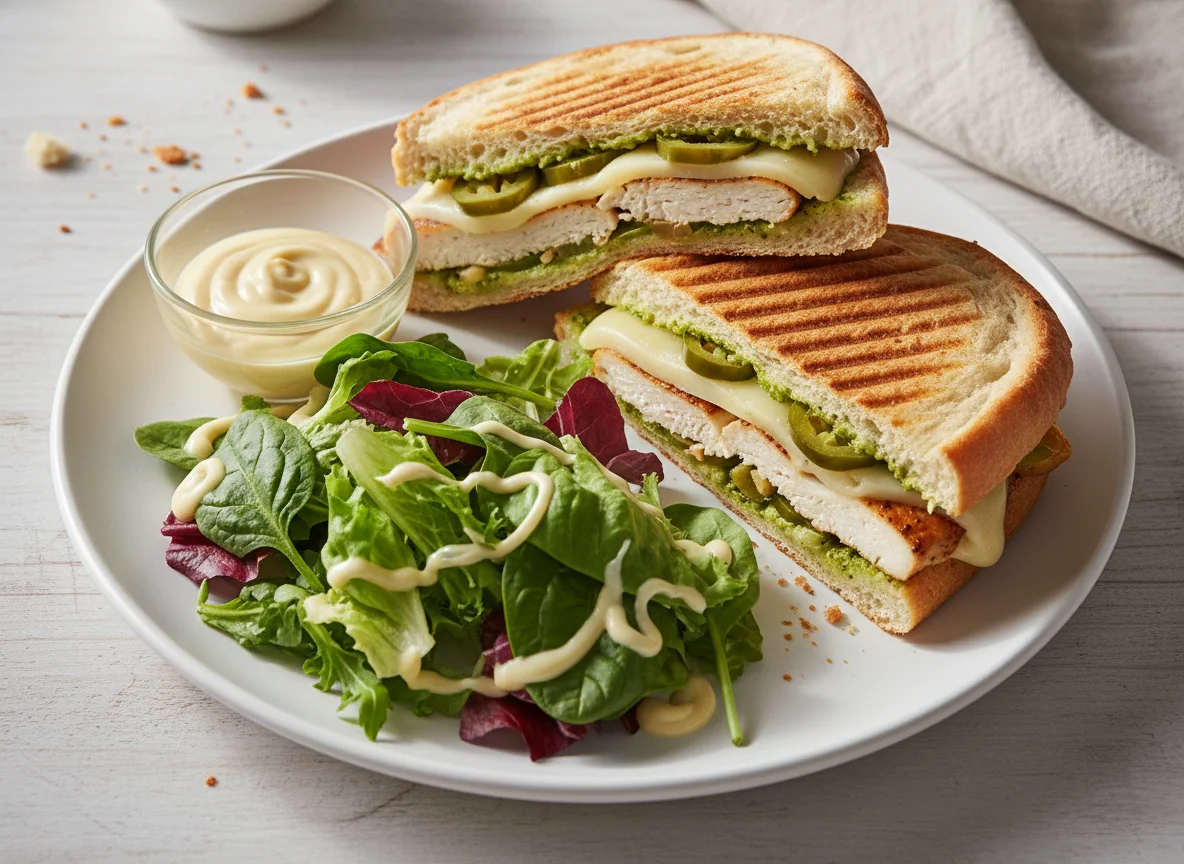 Панини с курицей и салат photo