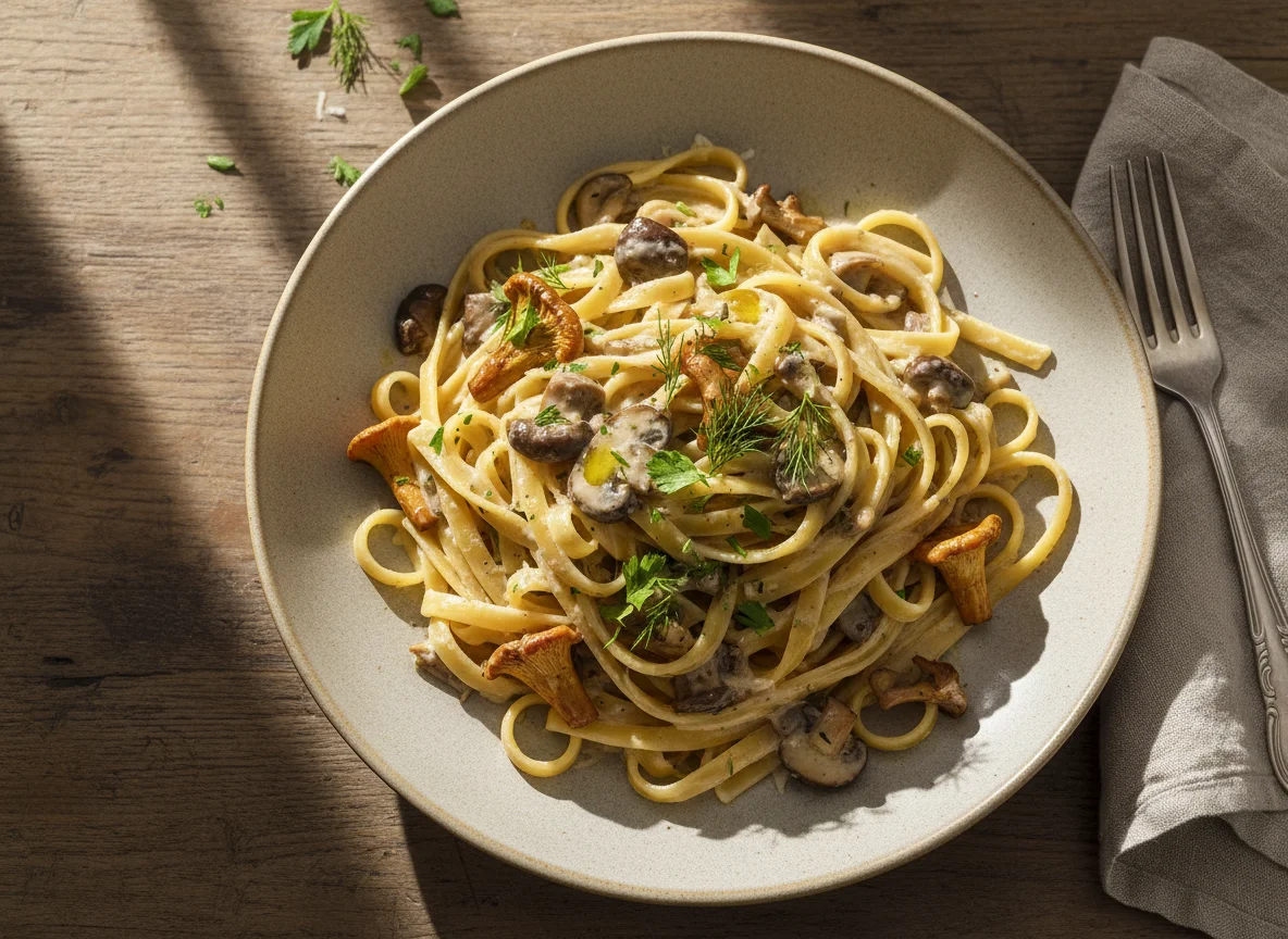 Паста с грибами photo