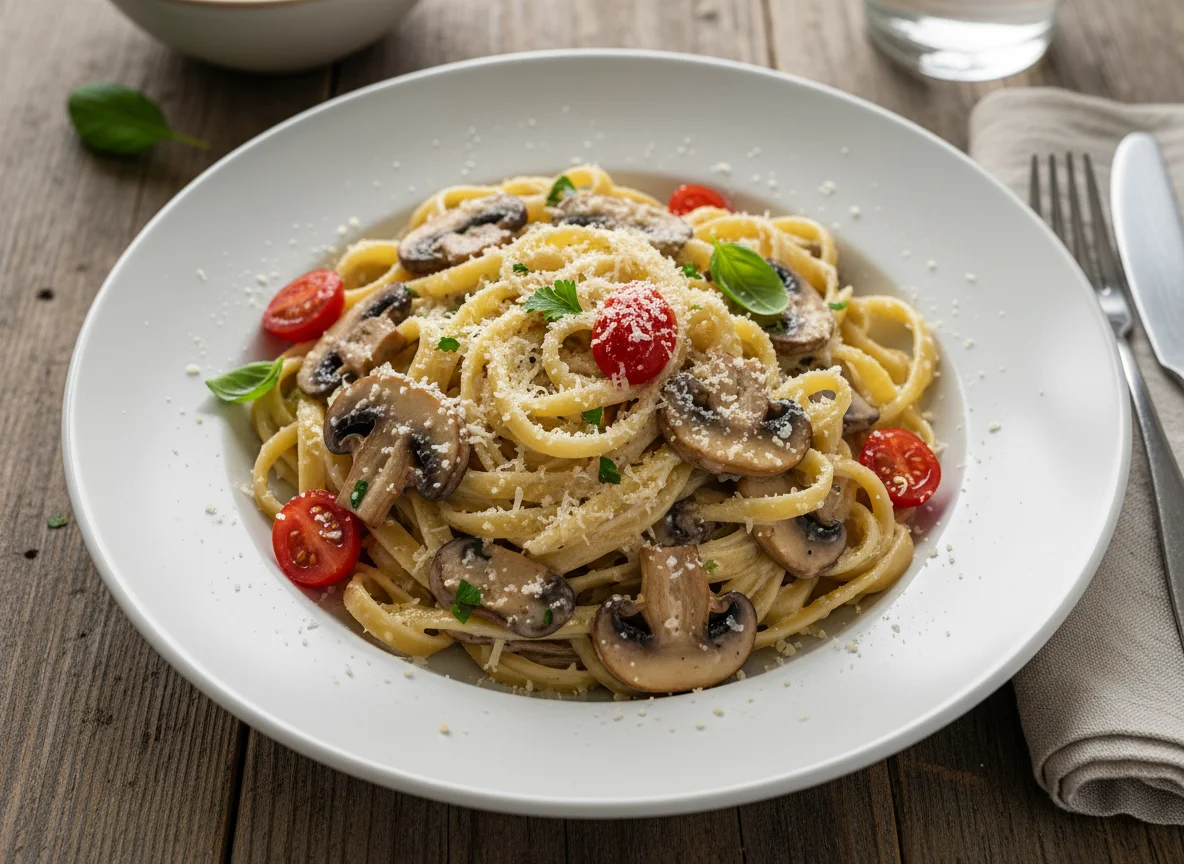 Паста с грибами и сливочным соусом photo