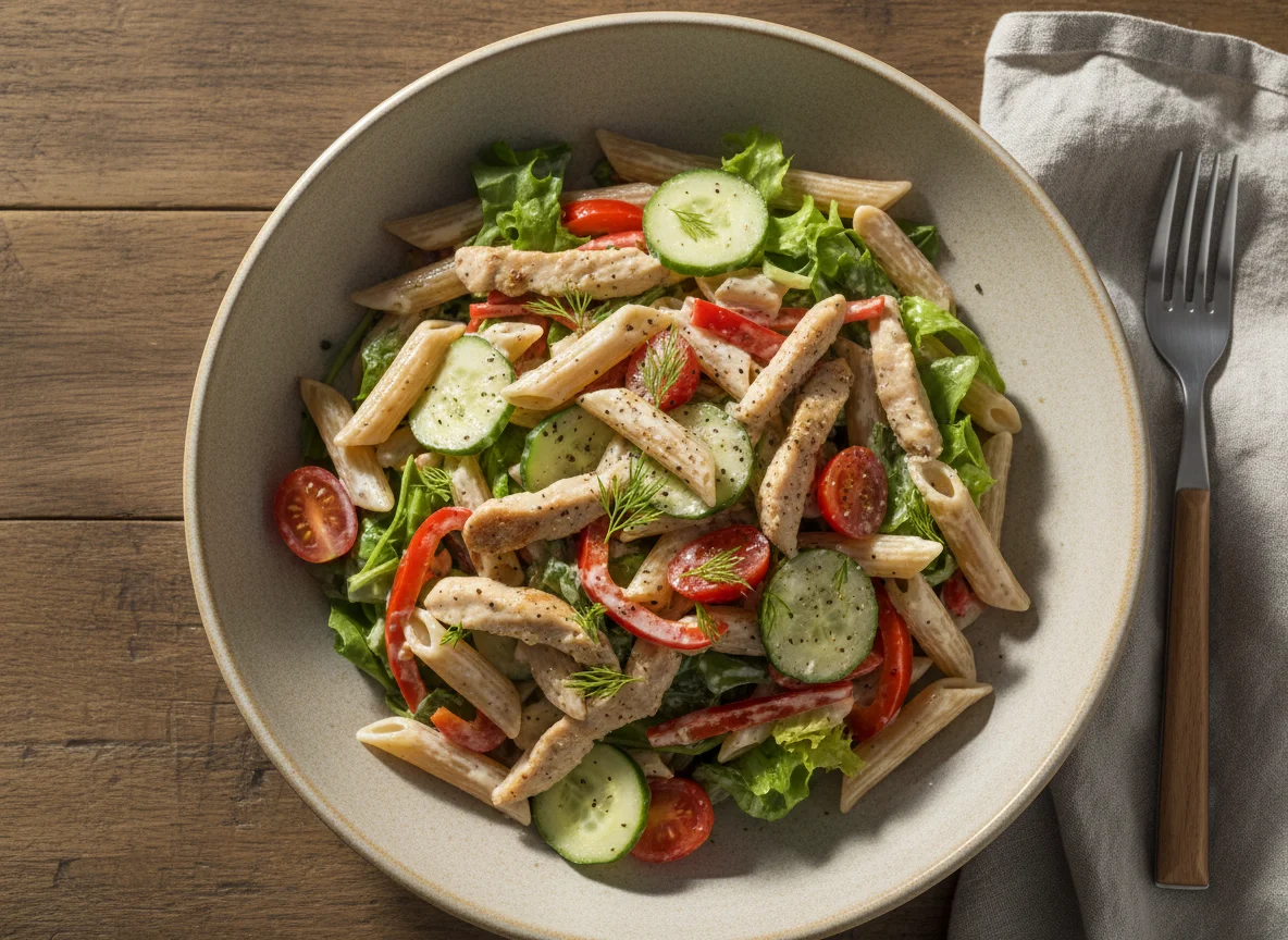 Паста с индейкой и овощами photo