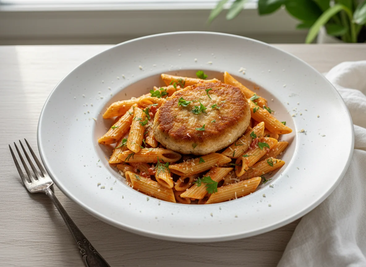 Паста с котлетой photo