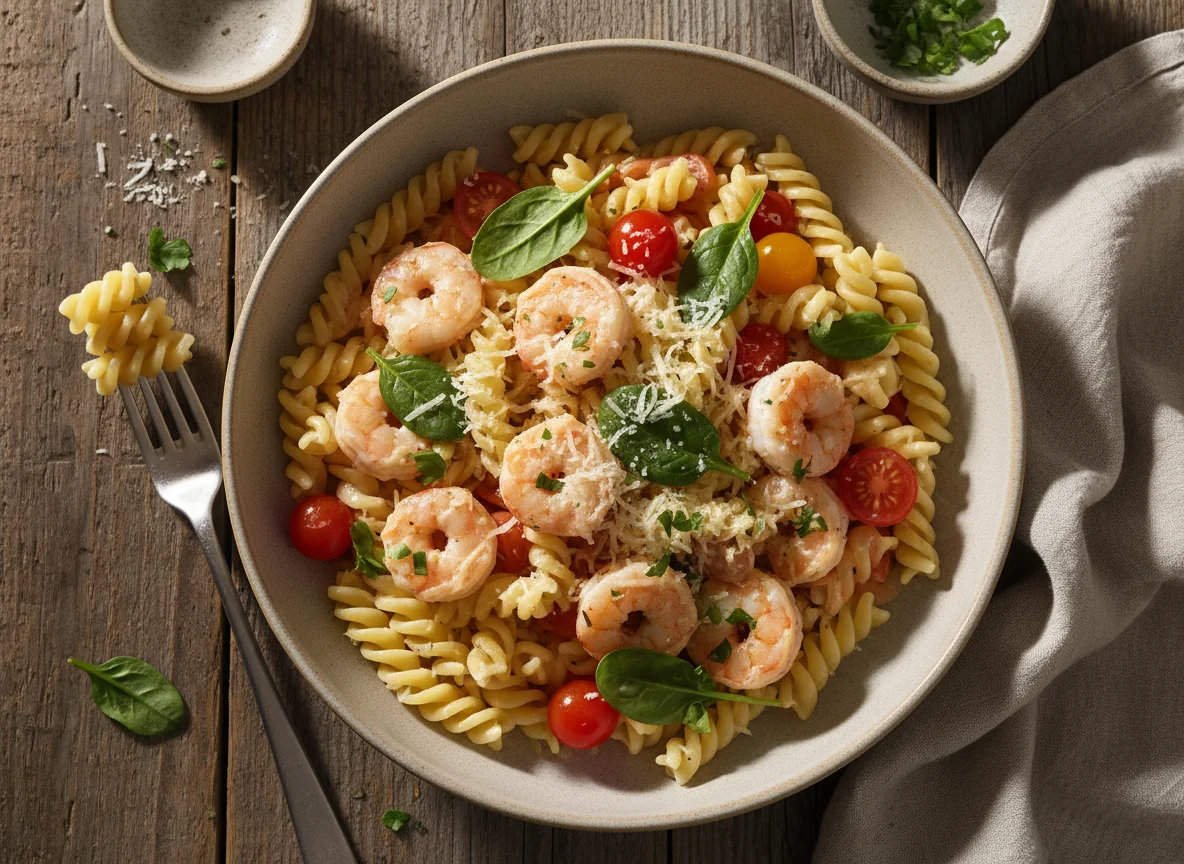Паста с креветками и сливочным соусом photo