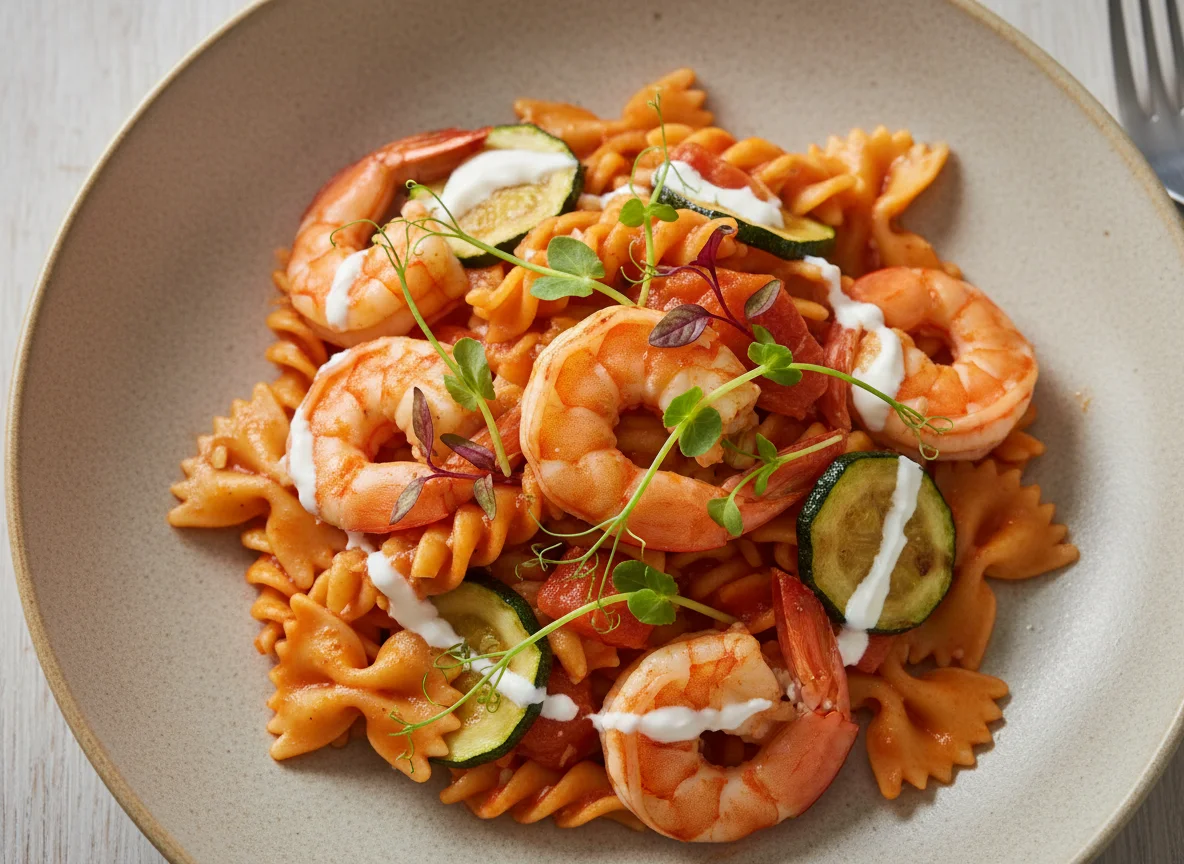 Паста с креветками и томатным соусом photo