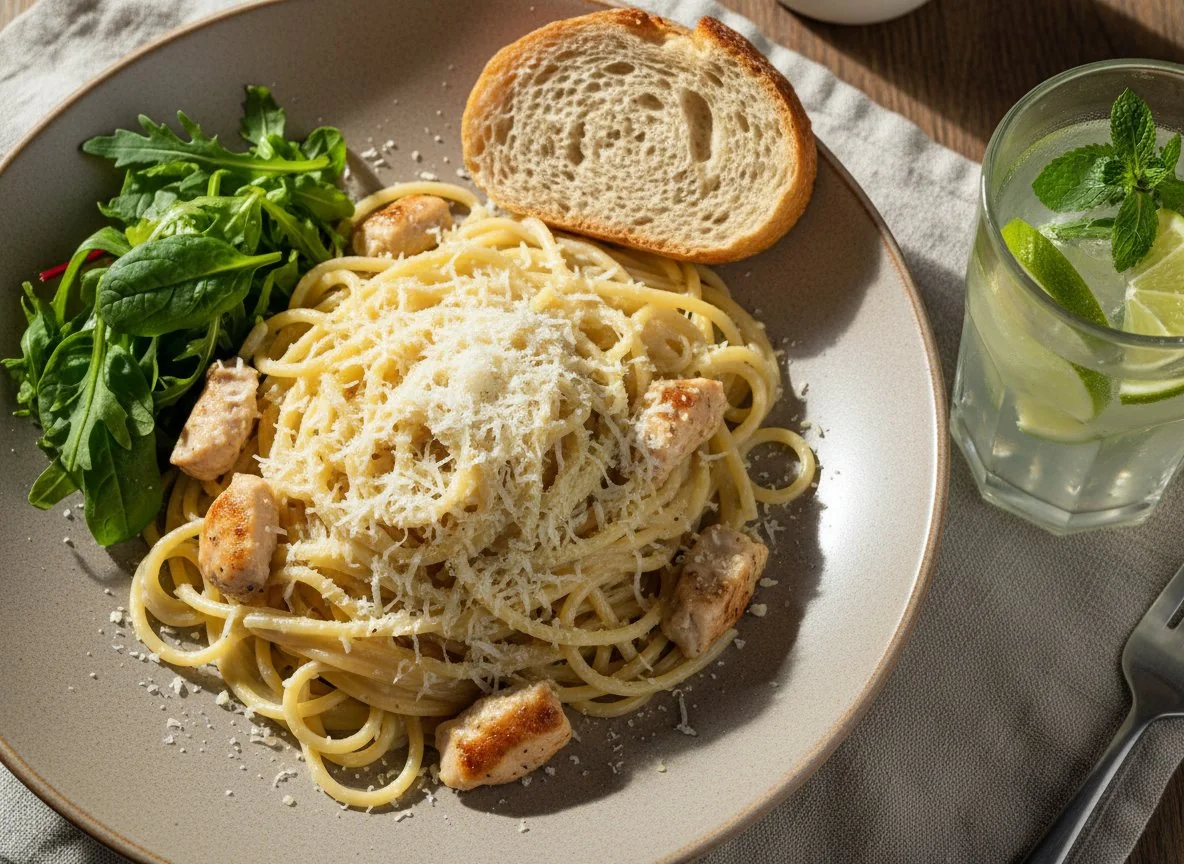 Паста с курицей и сливочным соусом photo