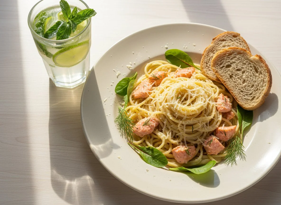 Паста с лососем и сливочным соусом photo