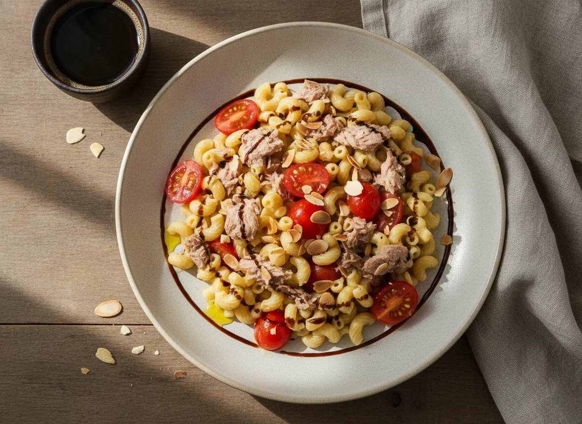 Паста с тунцом, помидорами и миндалем photo