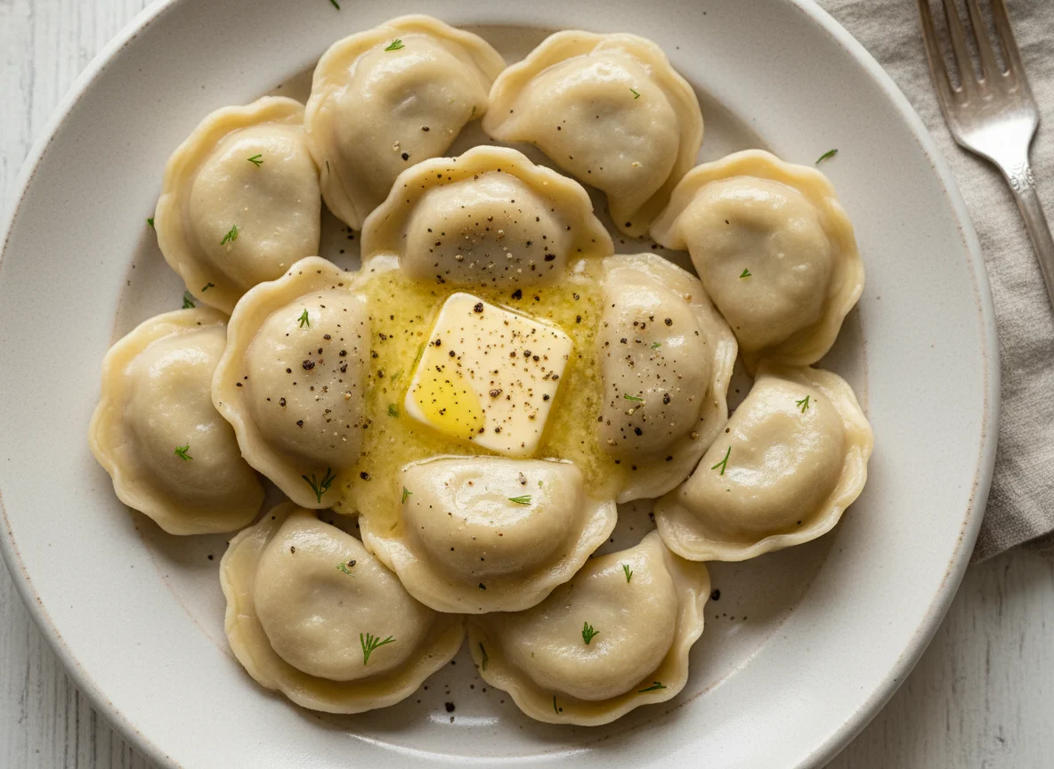 Пельмени с маслом и перцем photo