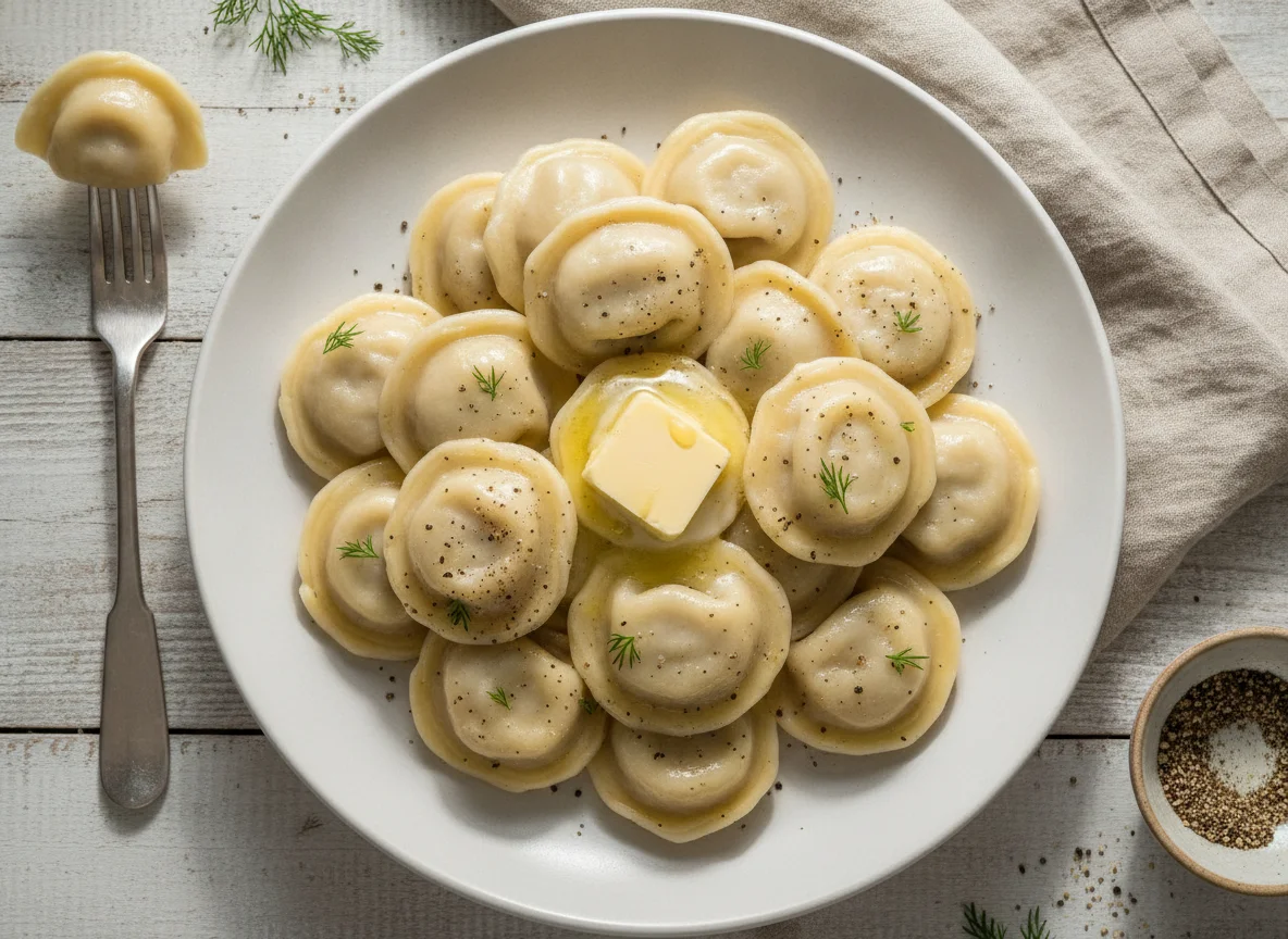 Пельмени со сливочным маслом и черным перцем photo