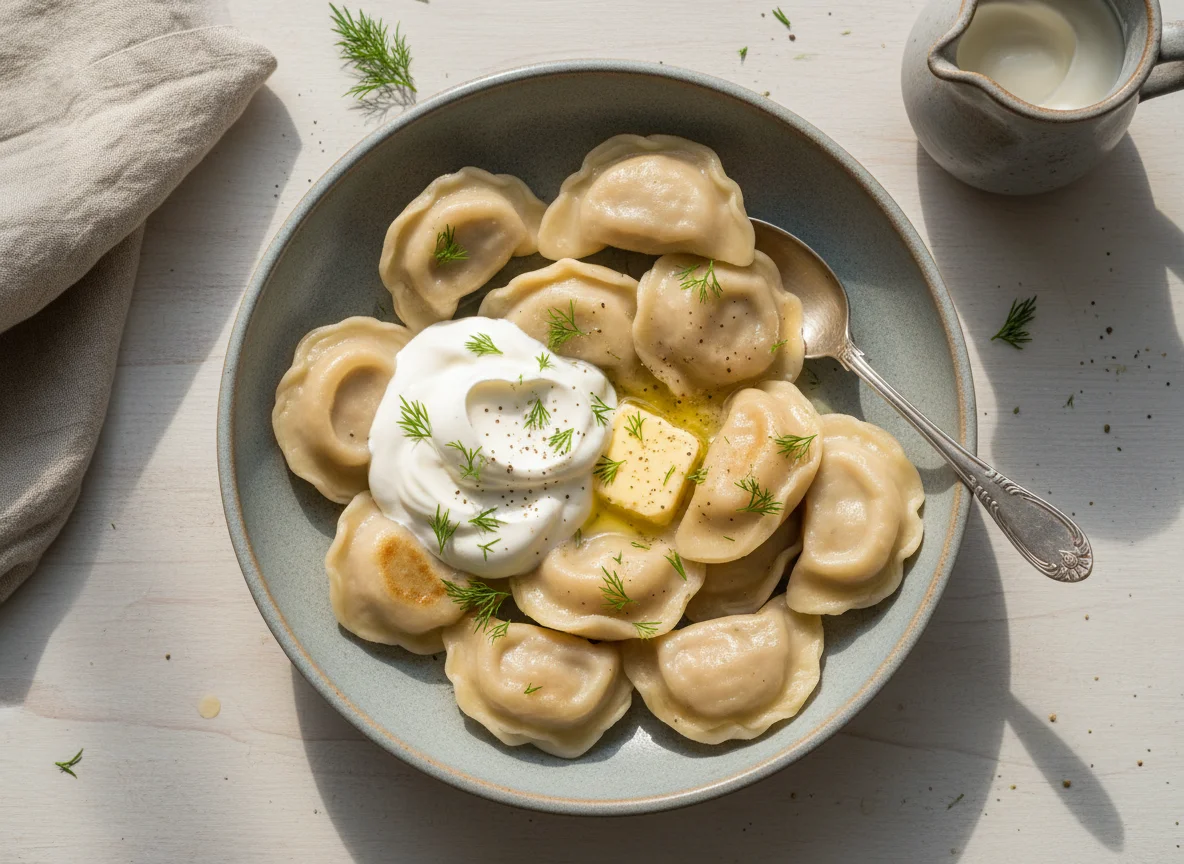 Пельмени со сметаной и маслом photo
