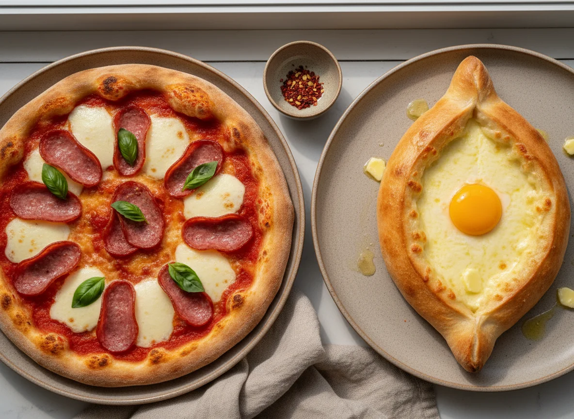 Пицца и хачапури по-аджарски photo