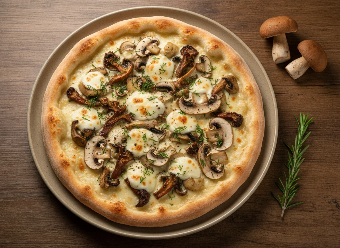 Пицца с грибами и сыром photo