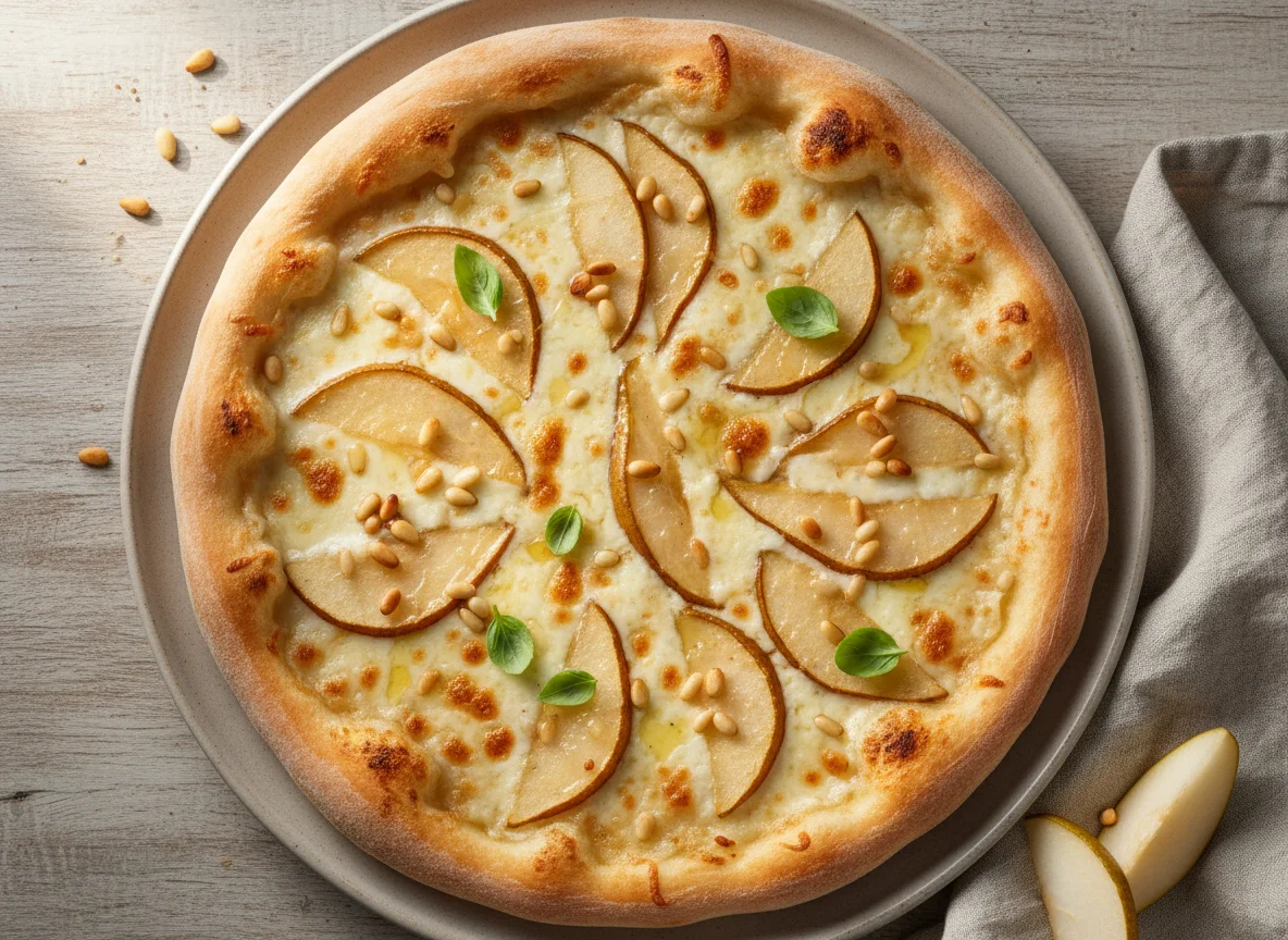 Пицца с грушей и сыром photo