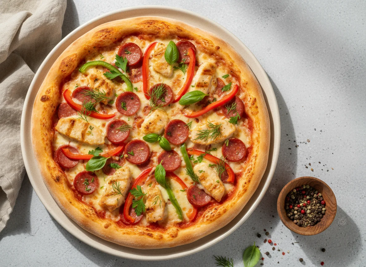 Пицца с курицей photo