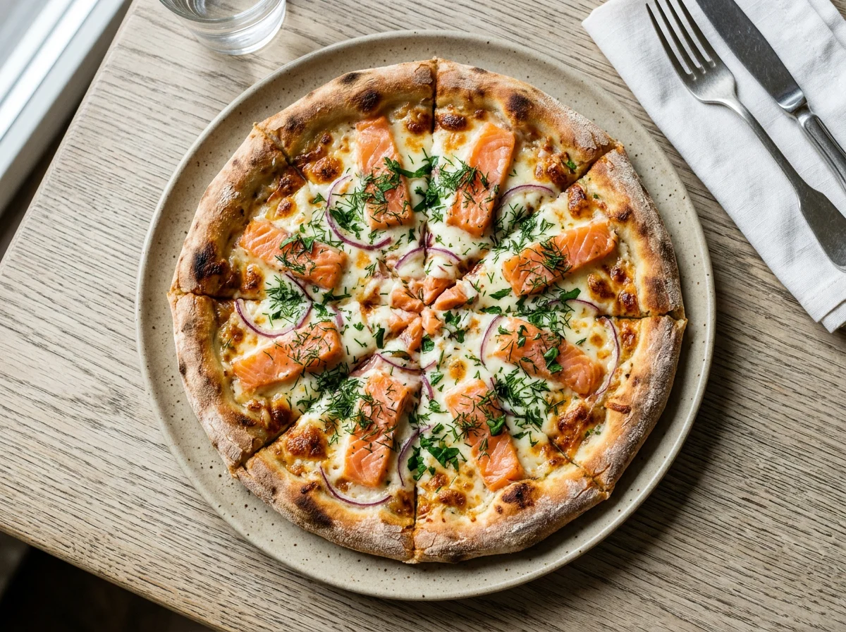 Пицца с лососем и сыром photo